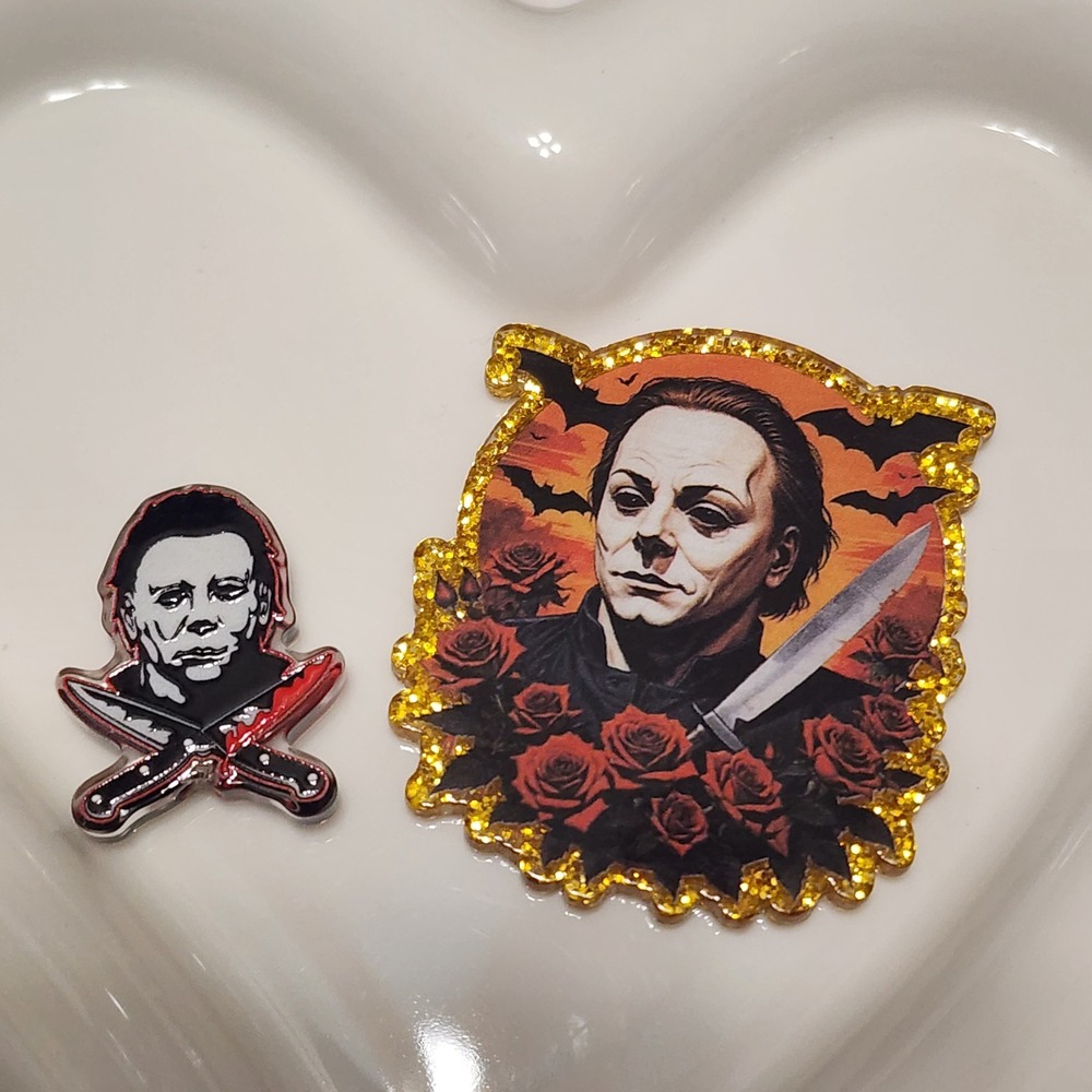 Horror Flatback Focal Bead Keychain Jewelry Making Crafts Badge Mike